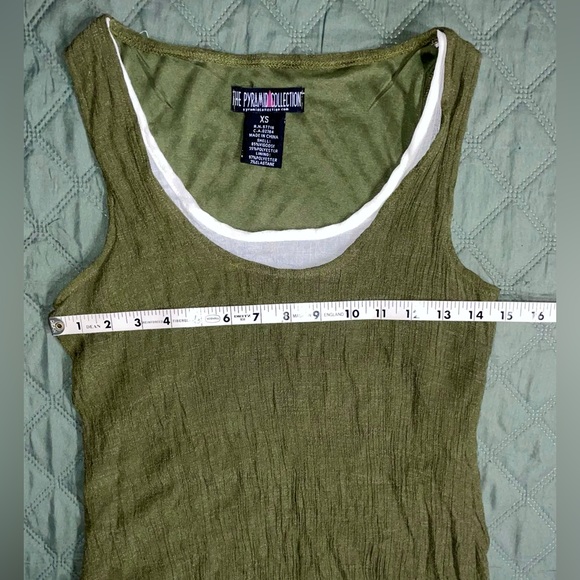 THE PYRAMID COLLECTION "Pixie" Layered Olive Sundress, size XS, LIKE NEW - Picture 10 of 11